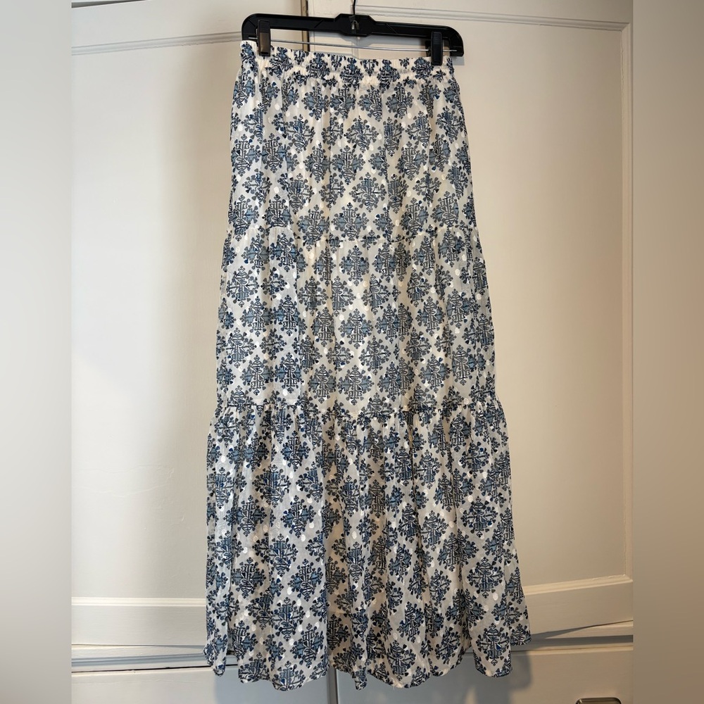 Flag & Anthem Printed Textured Tiered Boho Maxi Skirt - Picture 2 of 5